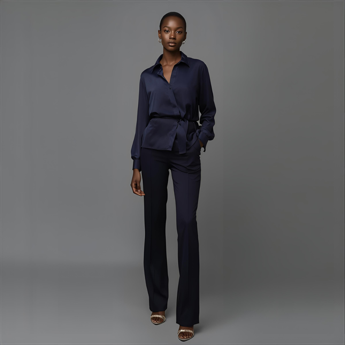 LORÈNE | Blouse chic bleu nuit