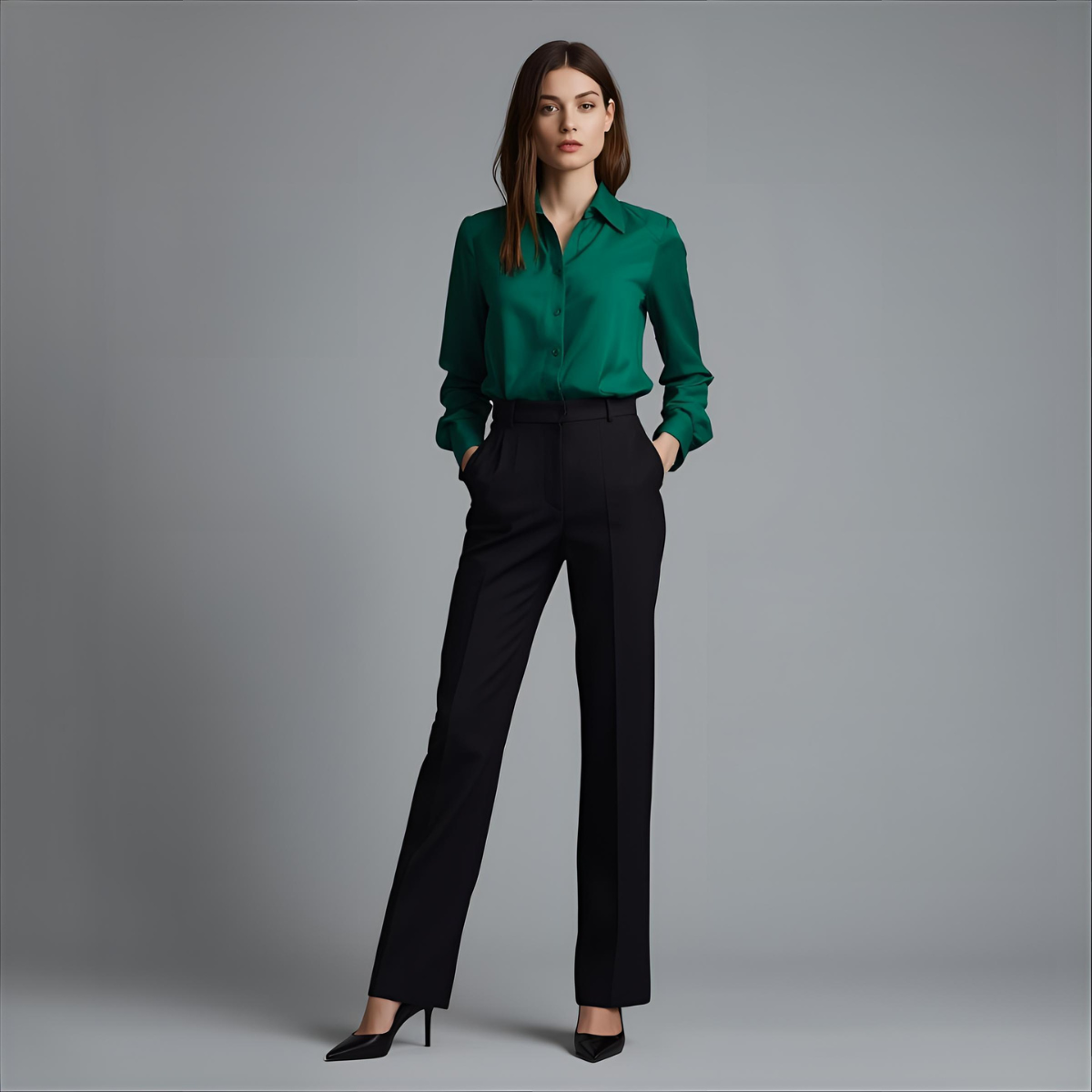 MARÉLIA | Blouse structurée vert émeraude