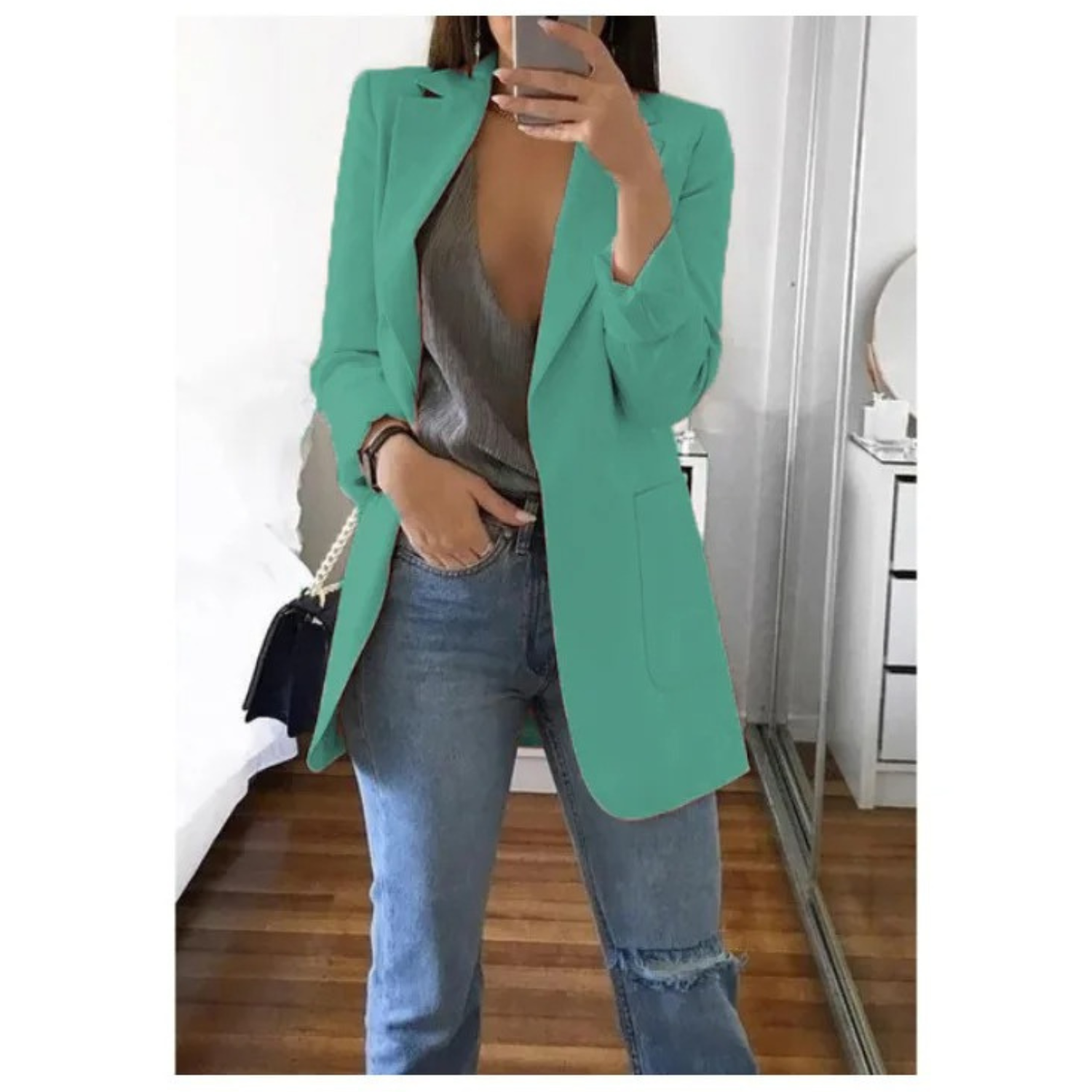Blazer Femme à Double Boutonnage Imprimé - Parfait pour le Bureau
