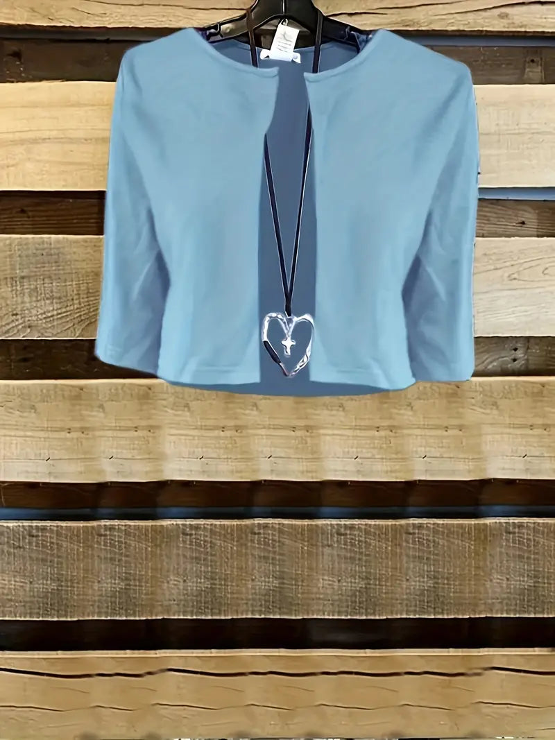 Ensemble Chic de Robe Fleurie à Deux Pièces avec Haut Uni à Col Rond