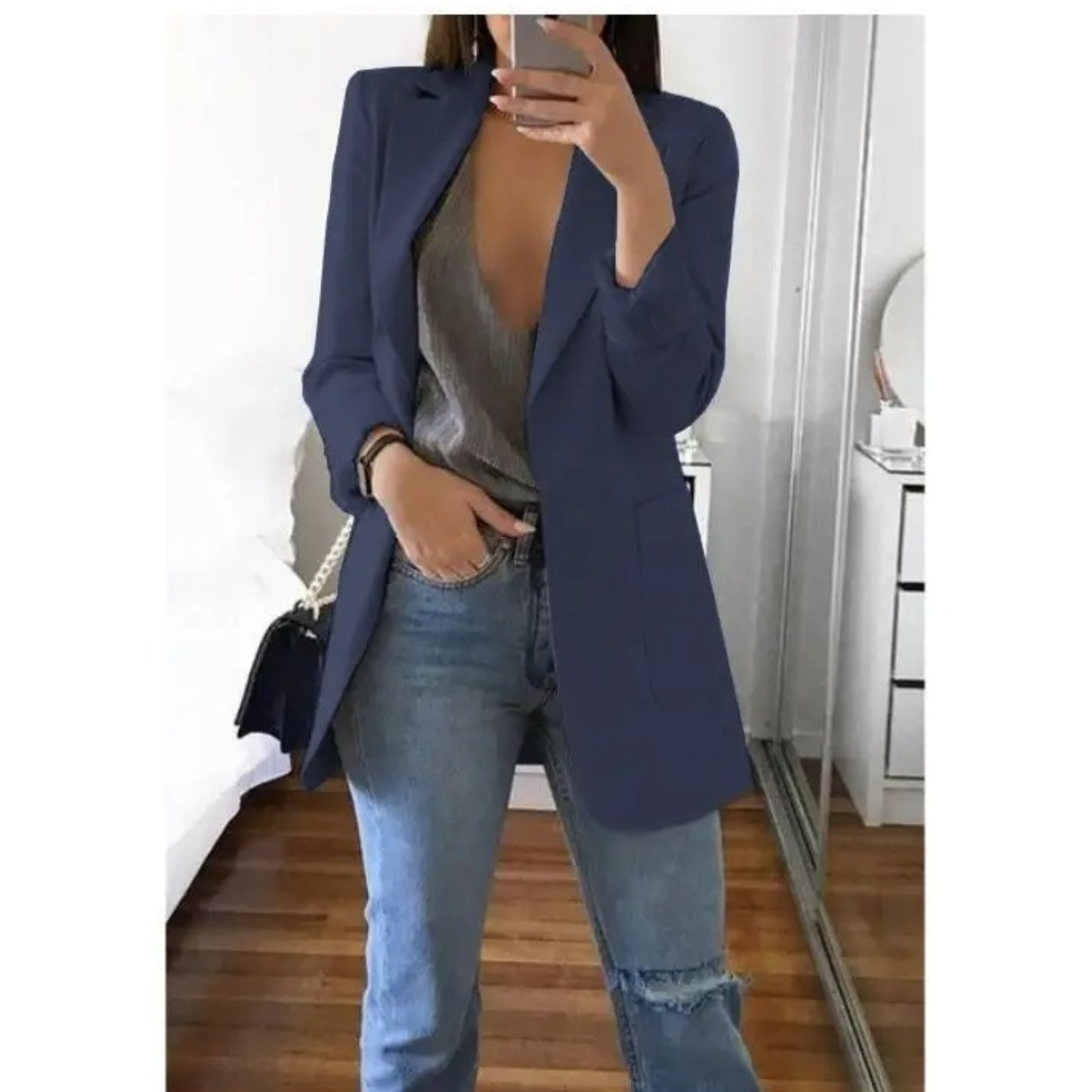Blazer Femme à Double Boutonnage Imprimé - Parfait pour le Bureau