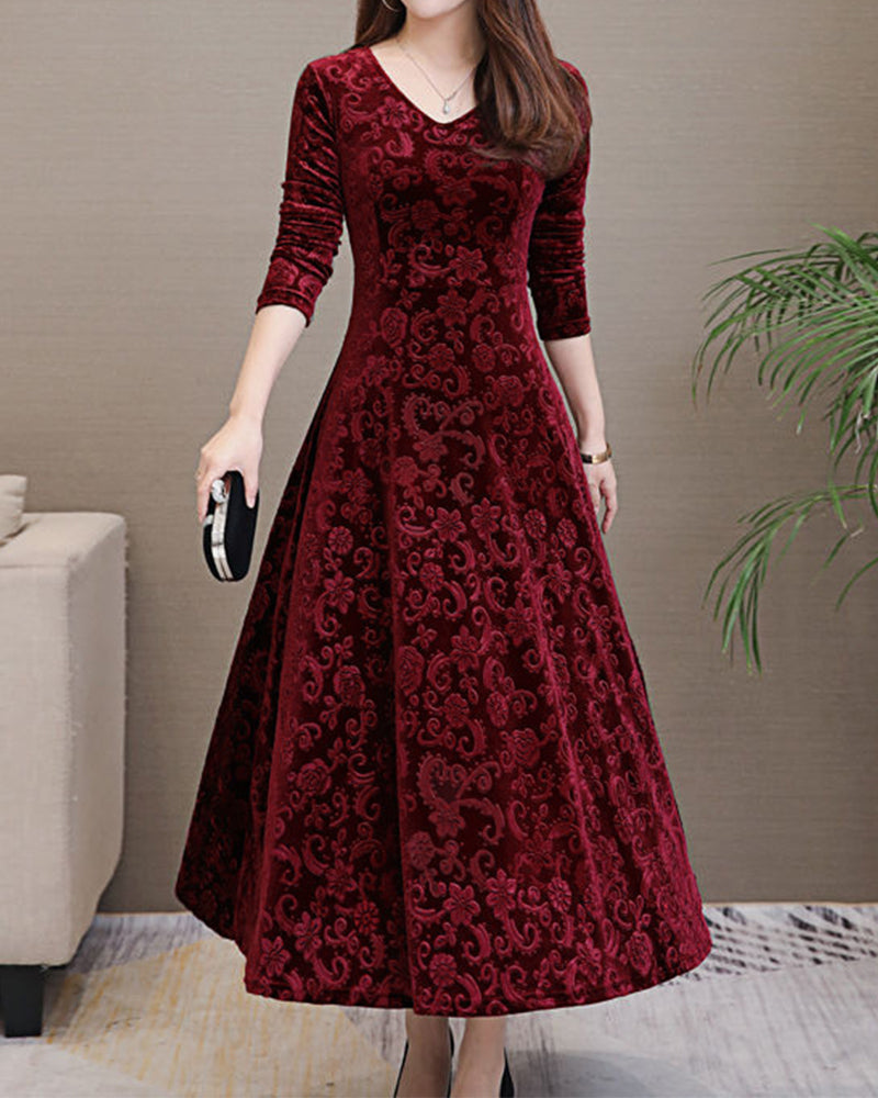 Chic Velour Evening Gown