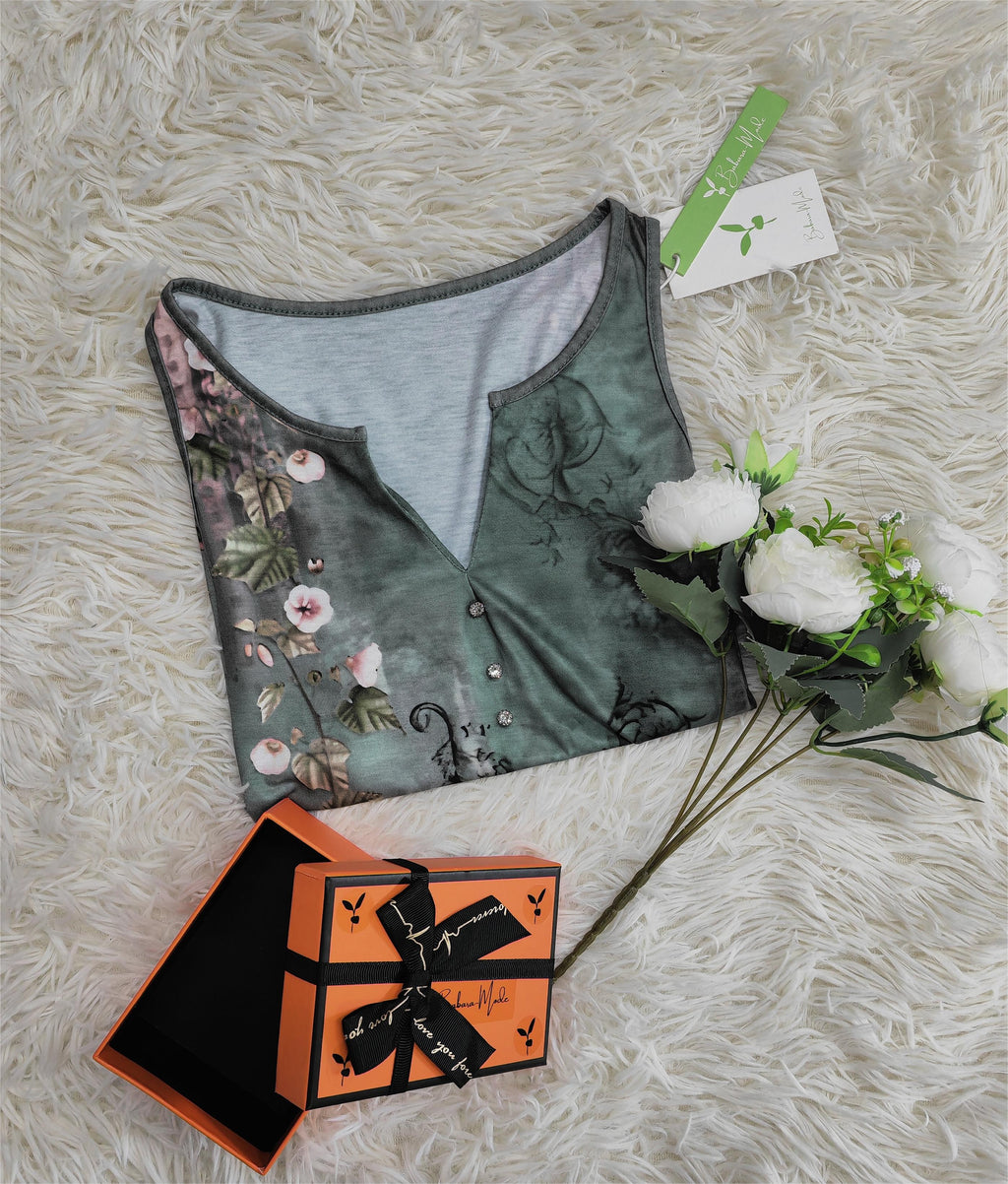 Débardeur sans manches à imprimé floral aquarelle