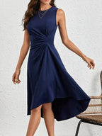 Robe Midi Sans Manches en Bleu Nuit