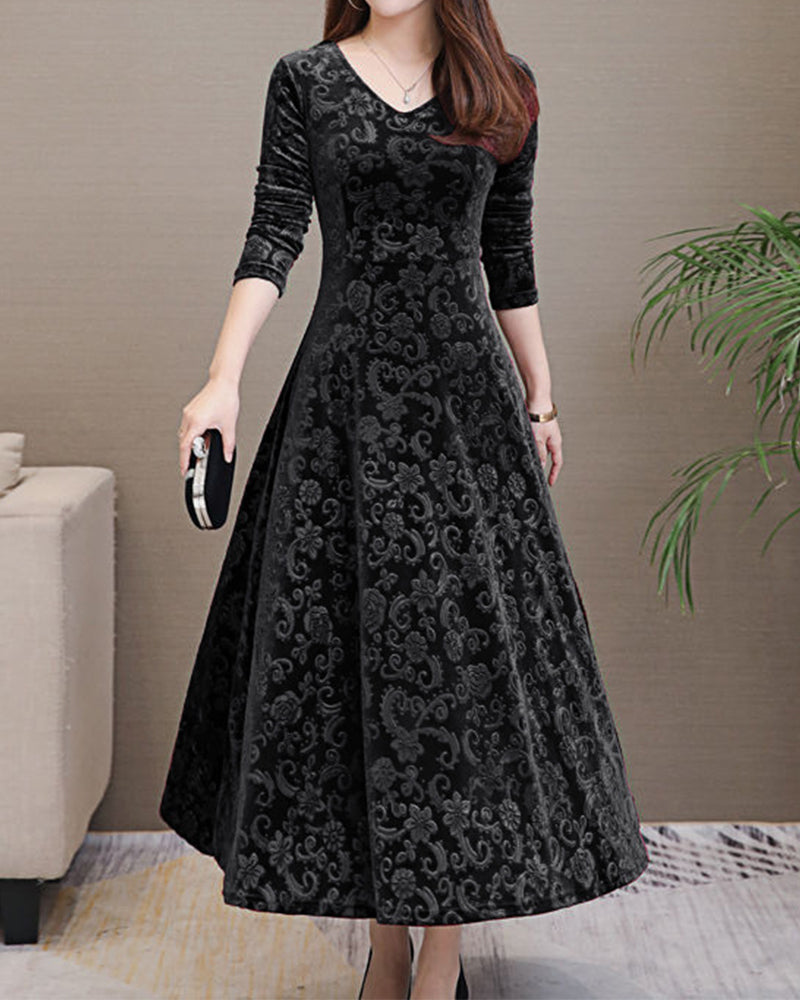 Chic Velour Evening Gown
