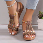 Sandales Wedge Tressées au Style Boho Chic