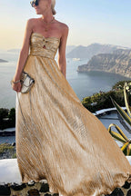 Robe Maxi Décontractée à Épaules Dénudées pour Femmes