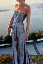 Robe Maxi Décontractée à Épaules Dénudées pour Femmes