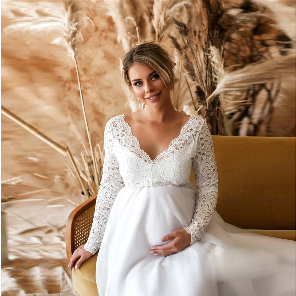 Robe Maxi Chic en Dentelle pour Mamans en Attente