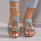 Sandales Wedge Tressées au Style Boho Chic