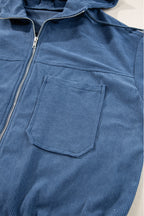 Veste Teal à Capuche avec Zip et Cordon de Serrage