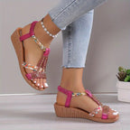 Sandales Wedge Tressées au Style Boho Chic