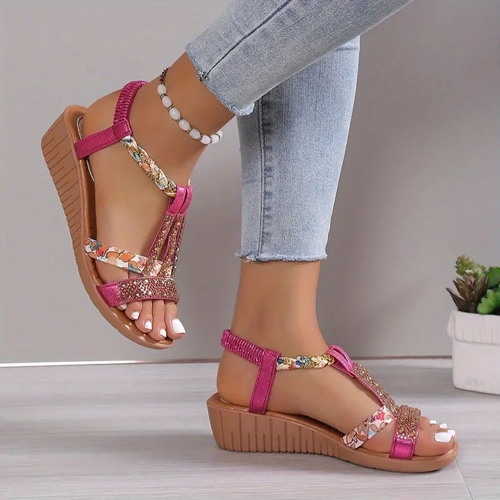 Sandales Wedge Tressées au Style Boho Chic