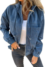 Veste Teal à Capuche avec Zip et Cordon de Serrage