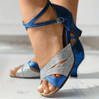 Sandales Brillantes à Talons pour Femmes