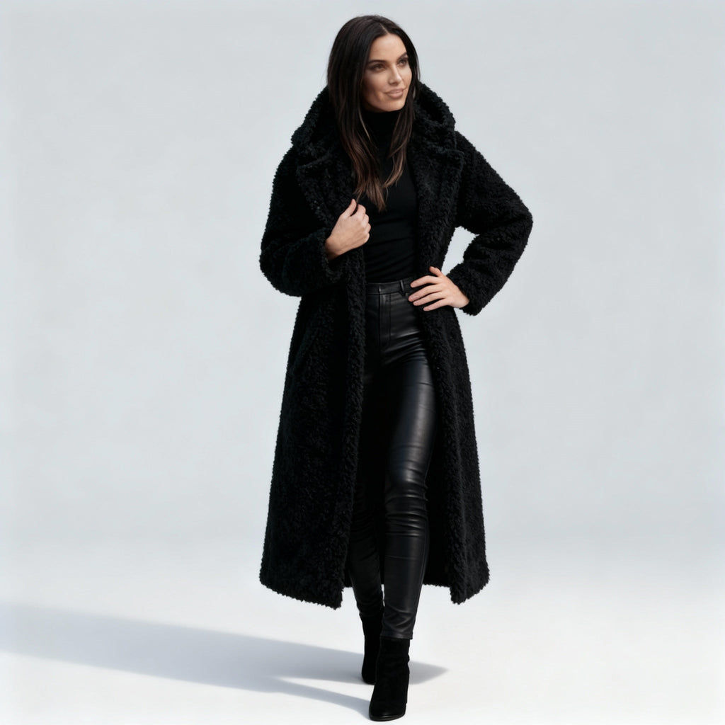 Chic Manteau Long en Fleece Peluche pour Femmes