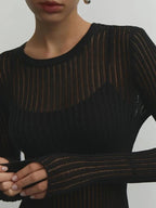 Blouse Transparente Rayée Élégante