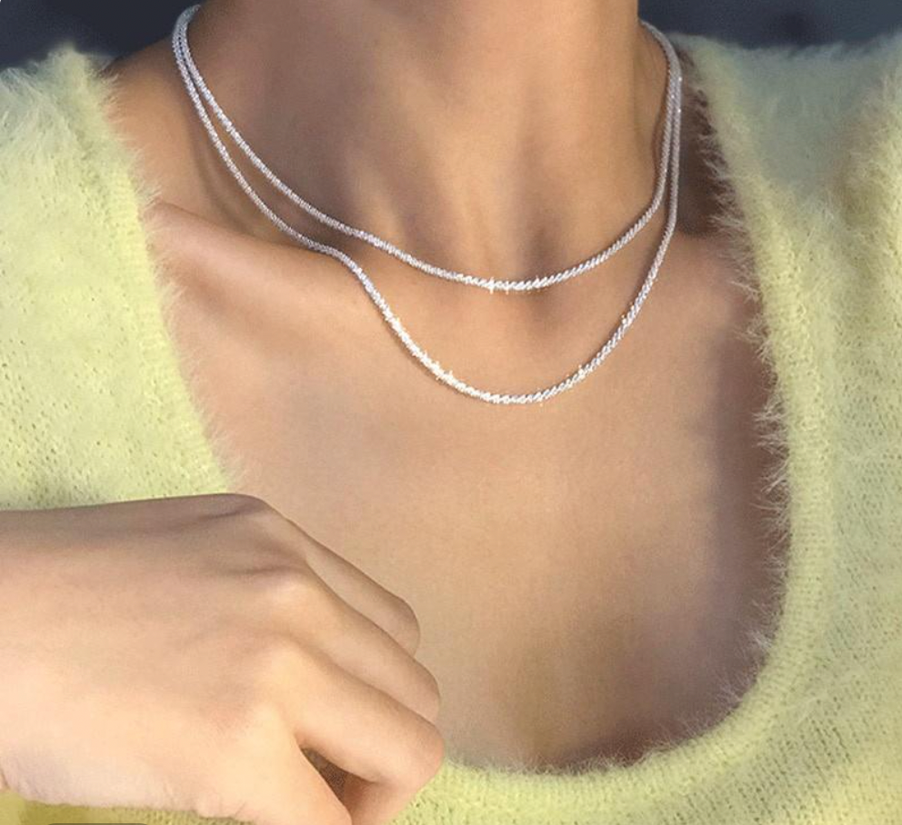 Collier Double Chaîne en Argent Élégant pour Femmes - Design Astral