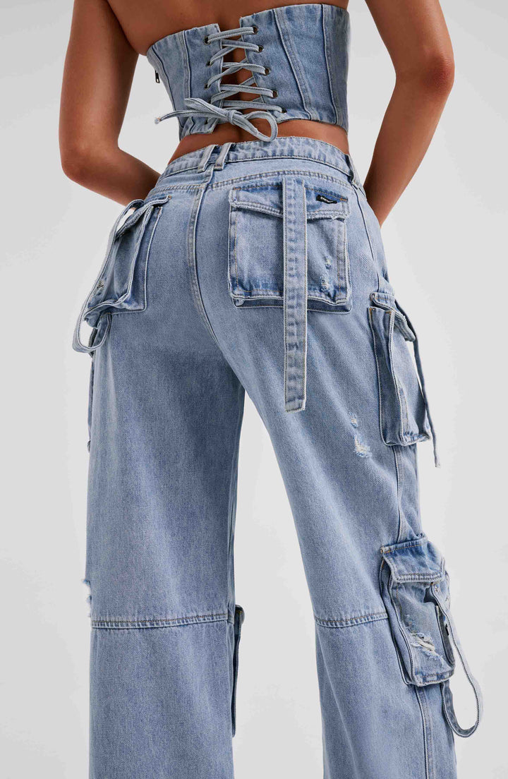 Chic Pantalons Cargo en Denim pour Femmes
