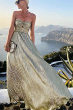 Robe Maxi Décontractée à Épaules Dénudées pour Femmes