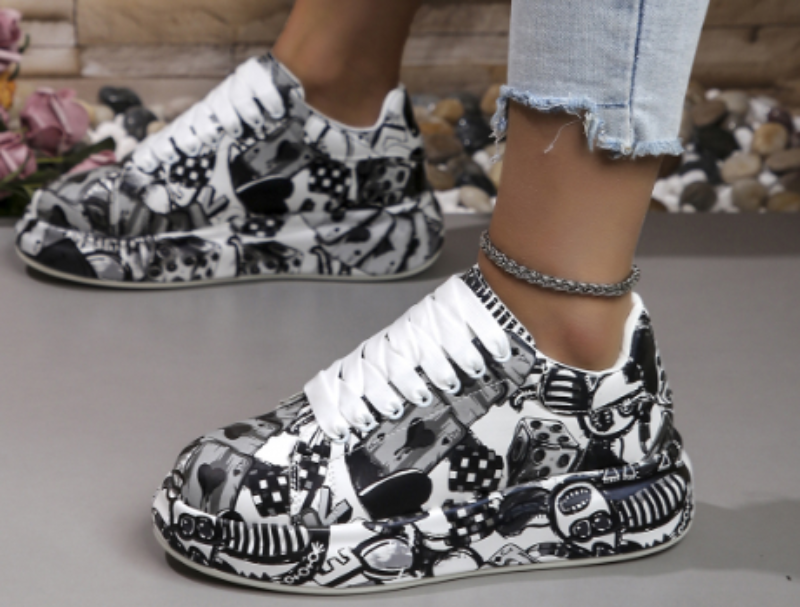 Chaussures Superposées Imprimées Graffiti pour Femmes