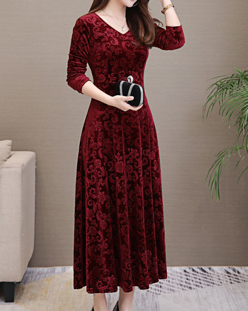 Chic Velour Evening Gown